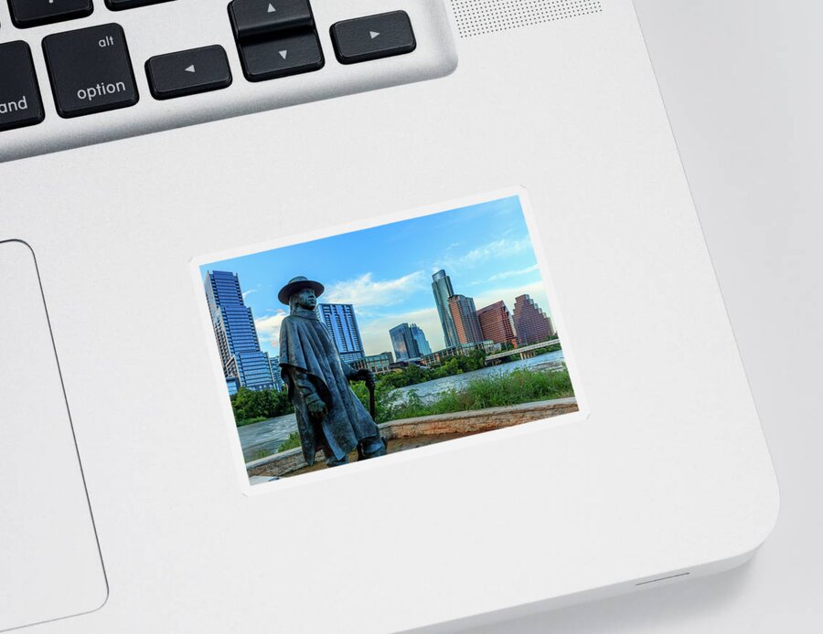 Photography Sticker featuring the photograph Statue Of Stevie Ray Vaughan by Panoramic Images