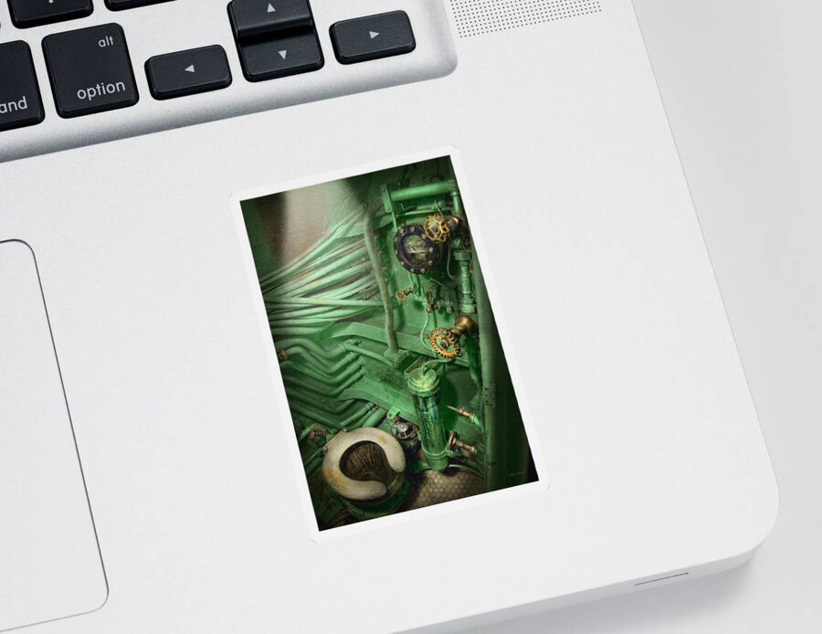 Steampunk Sticker featuring the photograph Steampunk - Naval - Plumbing - The head by Mike Savad