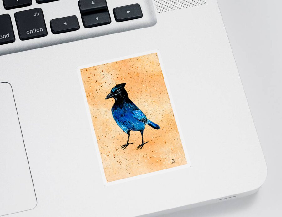  Sticker featuring the painting Stellar jay by Stefanie Forck