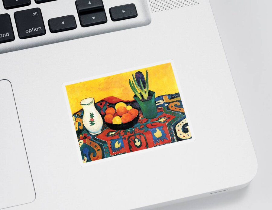 Still Life Sticker featuring the painting Still Life Hyacinths Carpet by Pam Neilands