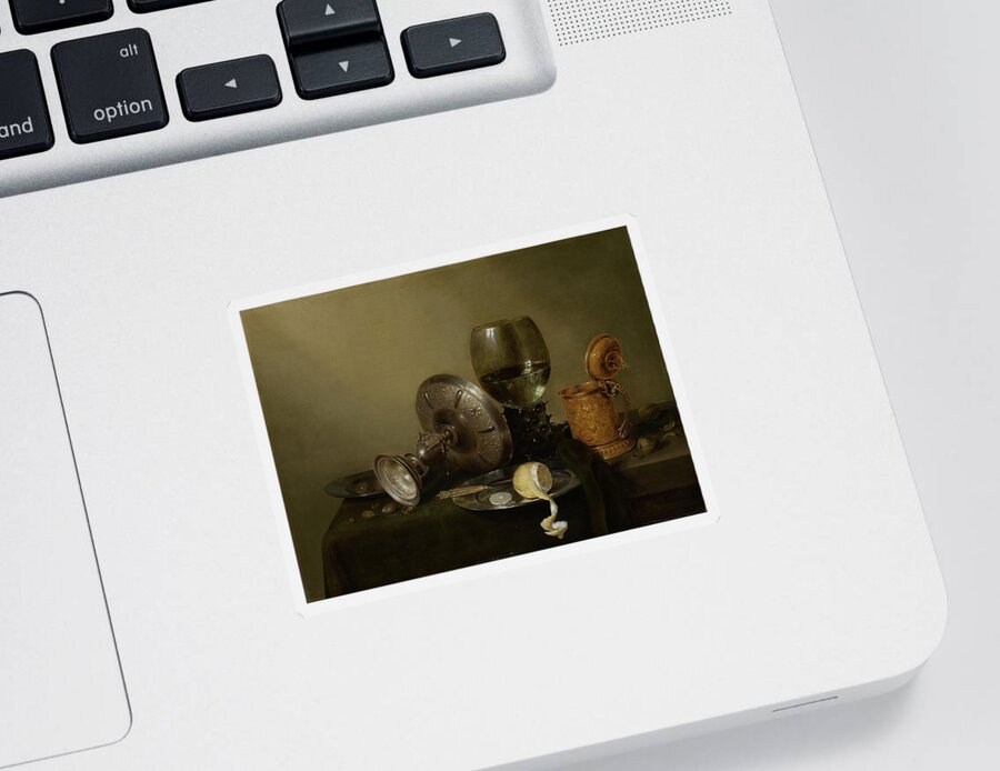 Willem Heda Sticker featuring the painting Still Life With a Gilt Cup by Willem Claesz Heda