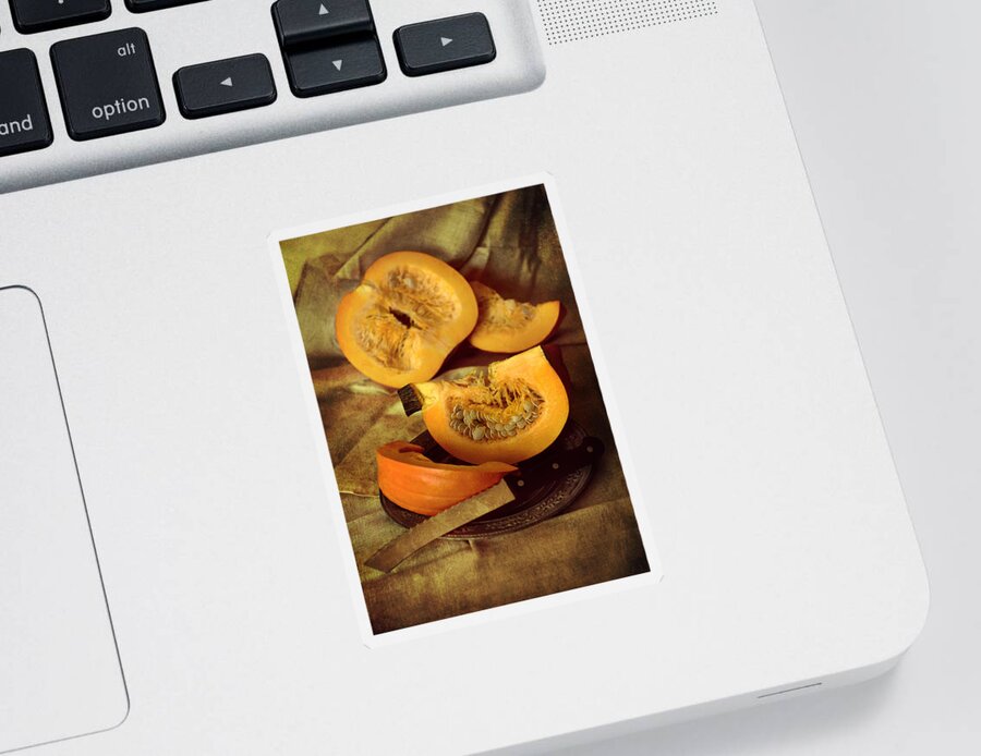 Still Life Sticker featuring the photograph Still life with fresh pumpkins by Jaroslaw Blaminsky