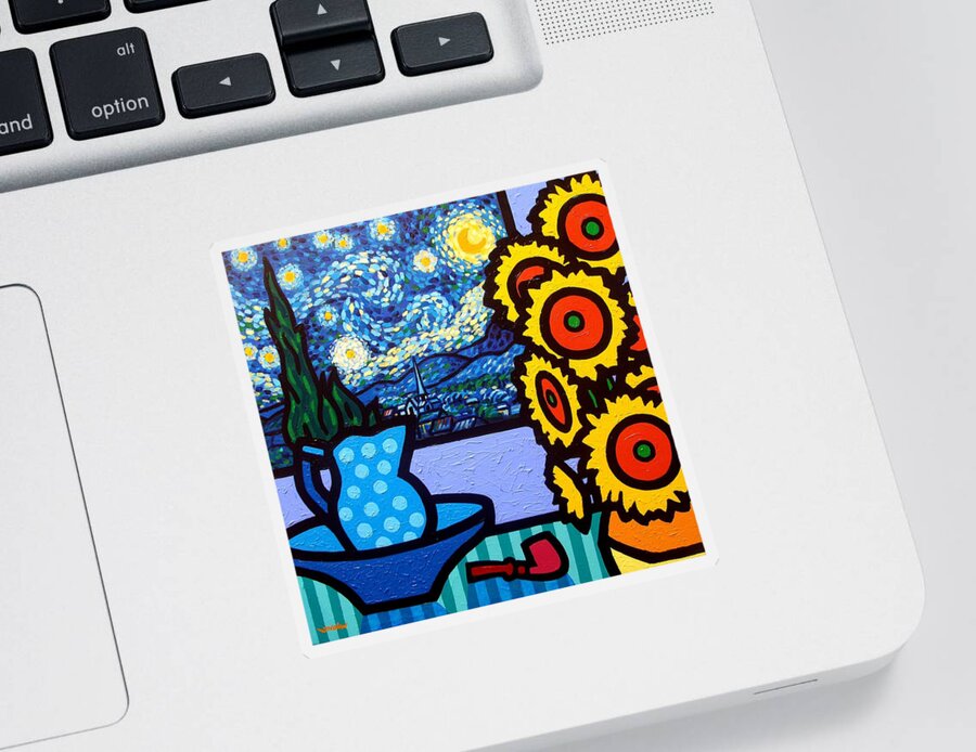 Sunflower Sticker featuring the painting Still Life With Starry Night by John Nolan