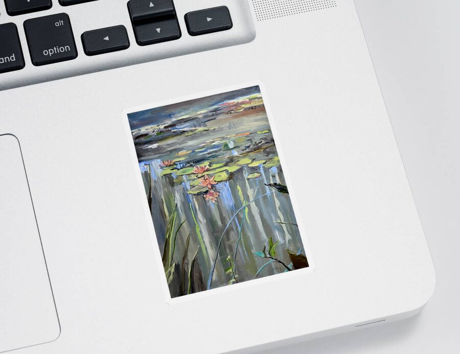 Lily Sticker featuring the painting Still Waters by Donna Tuten