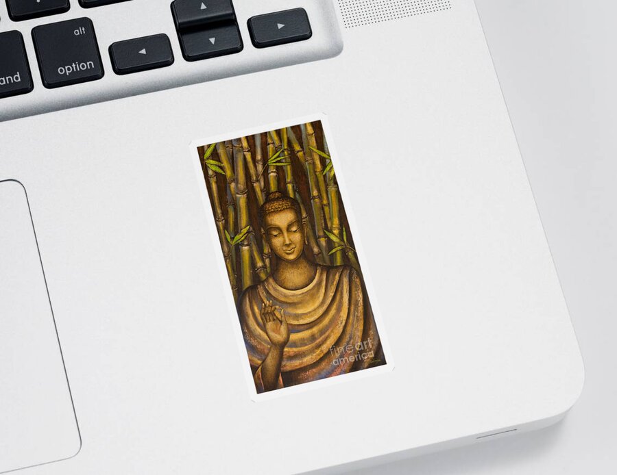 Buddha Sticker featuring the painting Stillness speaks by Yuliya Glavnaya