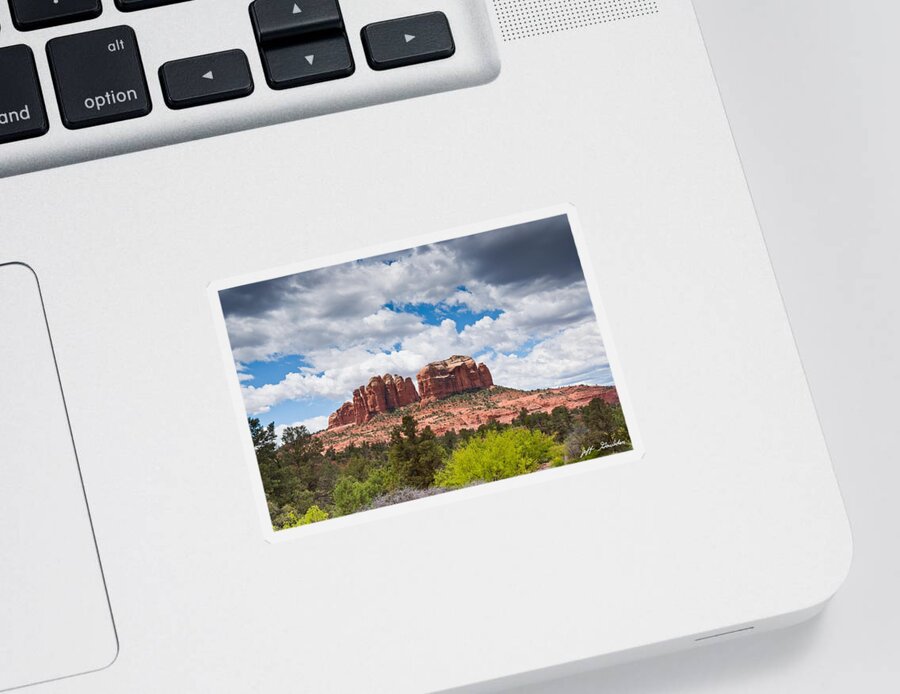 Arizona Sticker featuring the photograph Storm Clouds Over Cathedral Rocks by Jeff Goulden