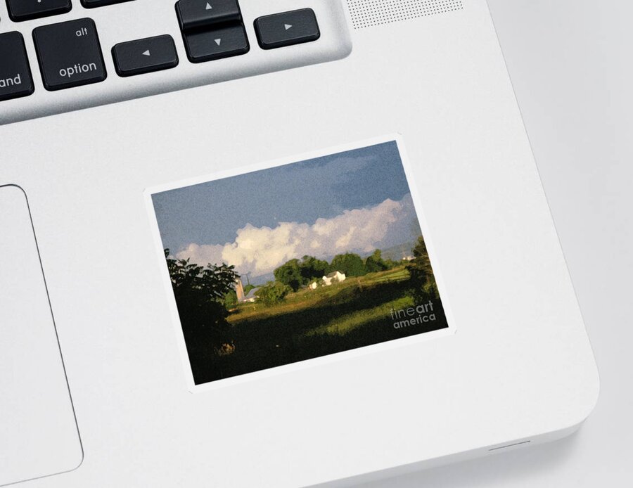 Sunrise Sticker featuring the photograph Storm Clouds over Michigan Farm at Sunrise by Conni Schaftenaar