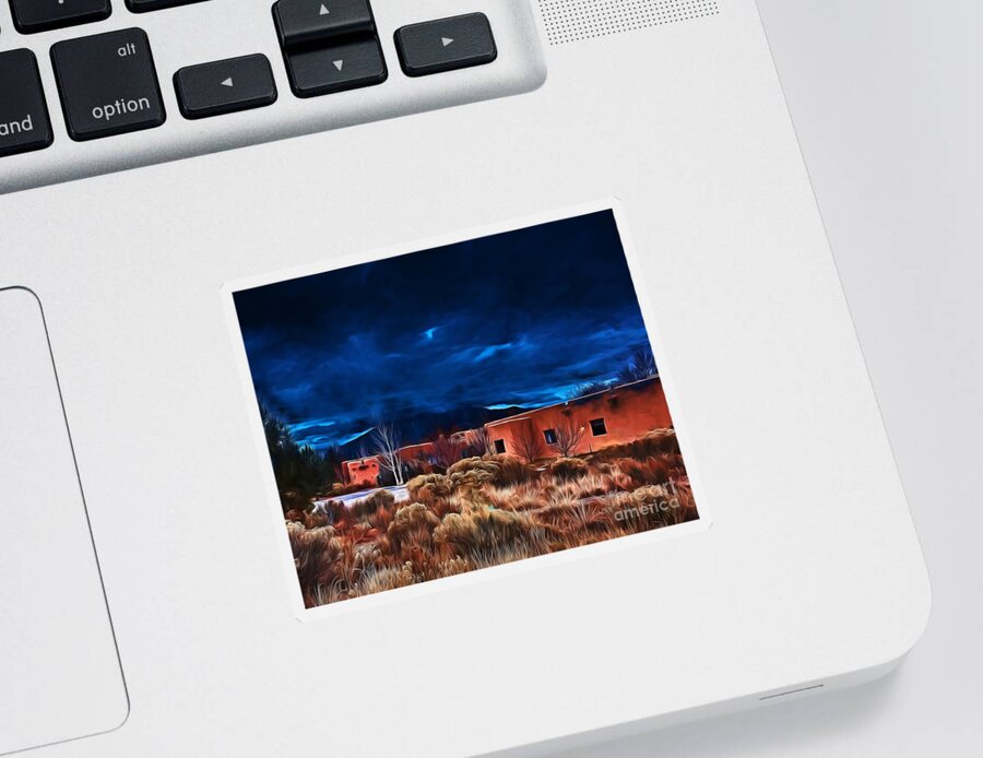December Sticker featuring the photograph Storm over Taos LX - homage OKeeffe by Charles Muhle