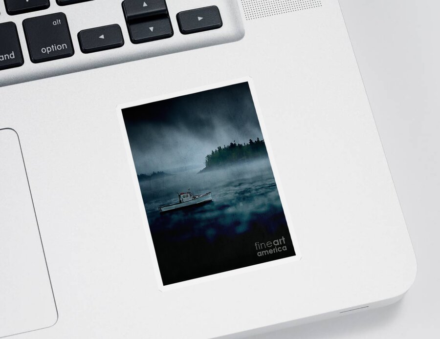 Alaska Sticker featuring the photograph Stormy Night off the Coast of Maine by Edward Fielding