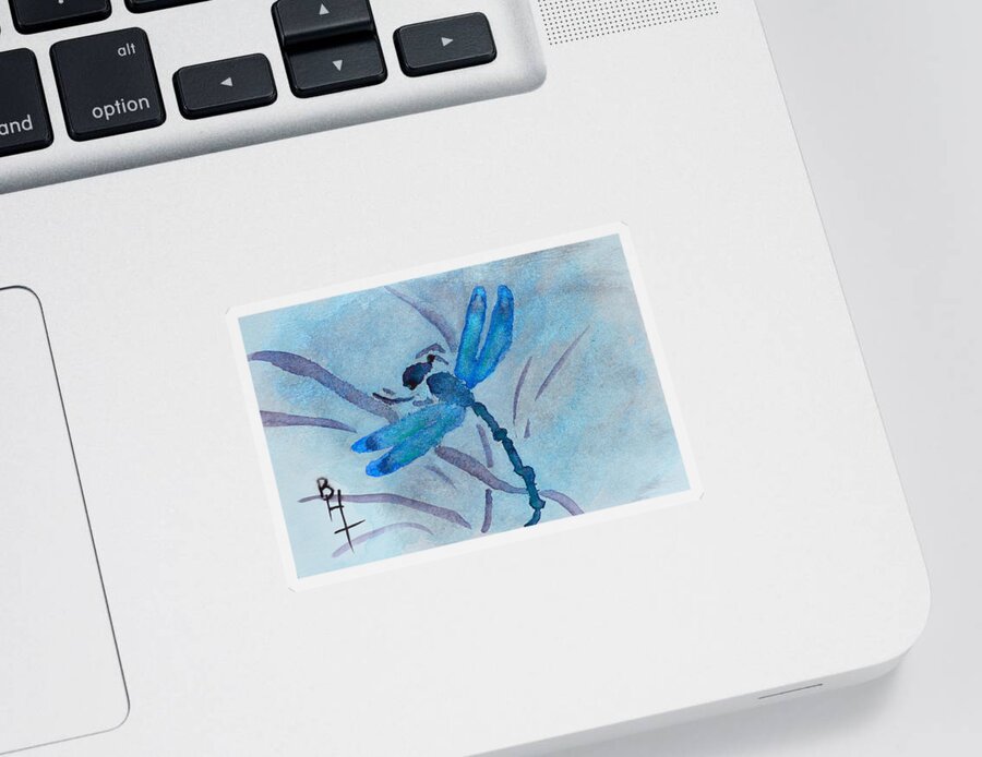 Dragonfly Sticker featuring the painting Sumi Dragonfly by Beverley Harper Tinsley