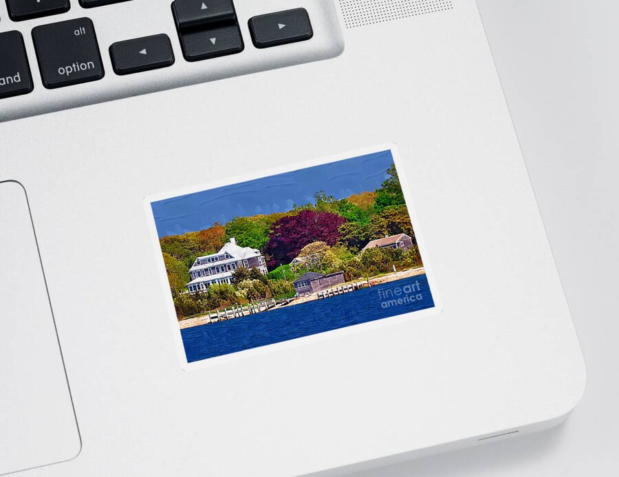New-england Sticker featuring the painting New England Summer Homes by Kirt Tisdale