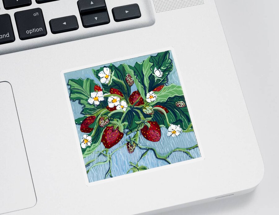 Summer Sticker featuring the painting Summer Strawberries by Mary Palmer