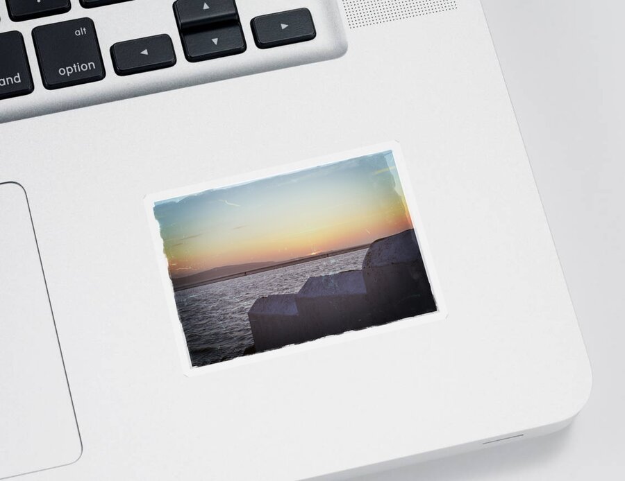 Water Sticker featuring the photograph Sun setting over Wales by Spikey Mouse Photography