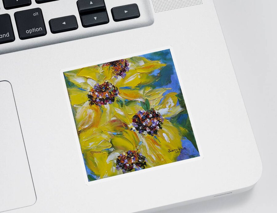Sunflowers Sticker featuring the painting Sunflower Quartet by Judith Rhue