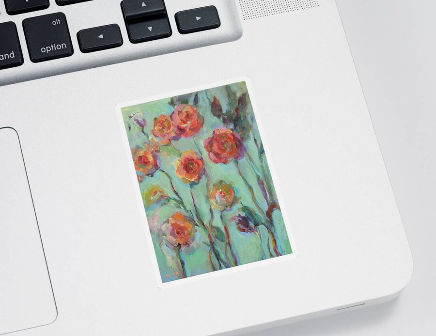 Floral Sticker featuring the painting Sunlit Garden by Mary Wolf