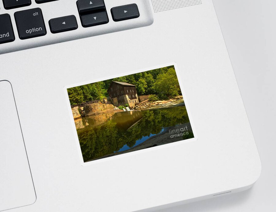 Mcconnells Mill State Park Sticker featuring the photograph Sunny Refelctions In Slippery Rock Creek by Adam Jewell