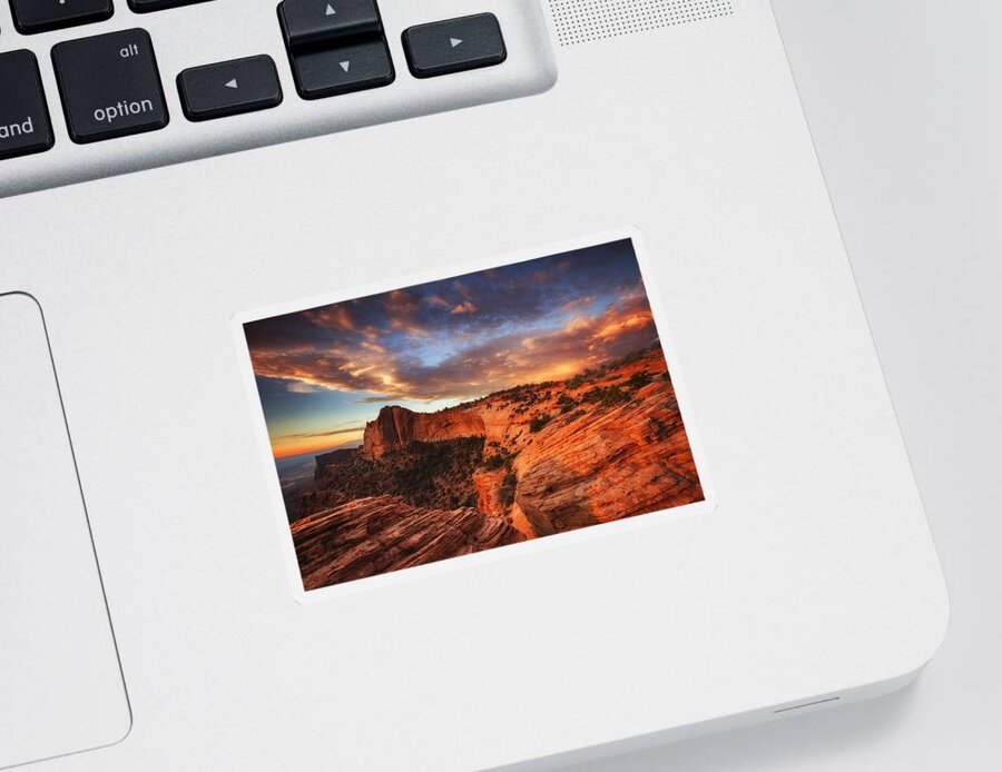 Sunrise Sticker featuring the photograph Sunrise Over Canyonlands by Darren White