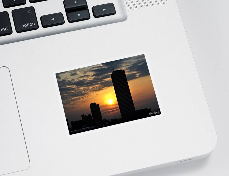 Sunrise Sticker featuring the photograph Sunrise Silhouette Buffalo NY v2 by Michael Frank Jr