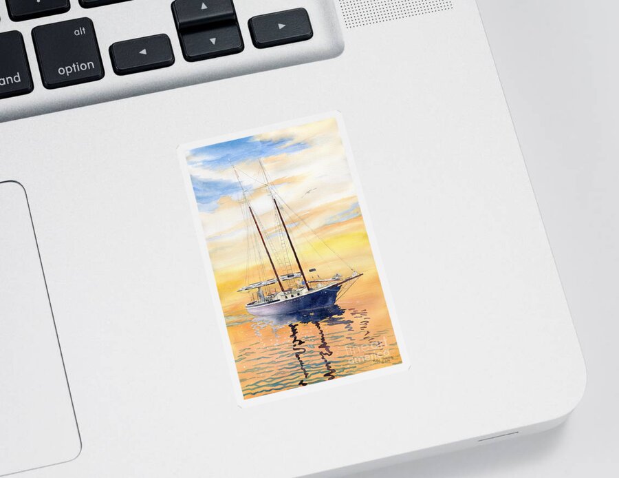 Sailboat Sticker featuring the painting Sunset Cruise by Melly Terpening