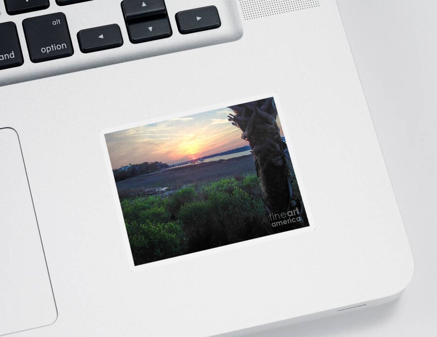 Broad Creek Sticker featuring the photograph Sunset in Broad Creek Hilton HEad by Thomas Marchessault