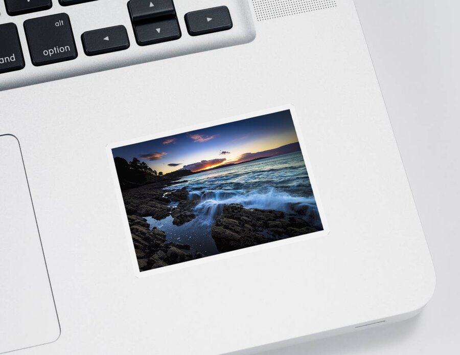 Ber Sticker featuring the photograph Sunset on Ber Beach Galicia Spain by Pablo Avanzini