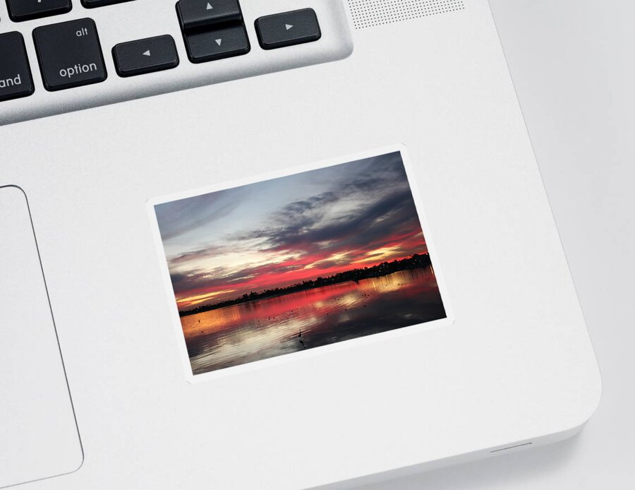 Sunset Sticker featuring the photograph Sunset Over Mission Bay by Christy Pooschke