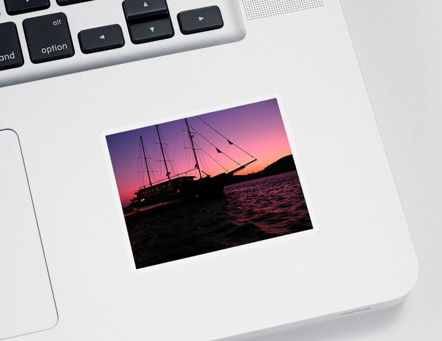Ios Sticker featuring the photograph Sunset Sail by Micki Findlay