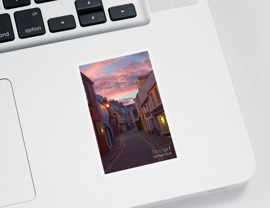 Tenby Sticker featuring the photograph Sunset Street by Jeremy Hayden