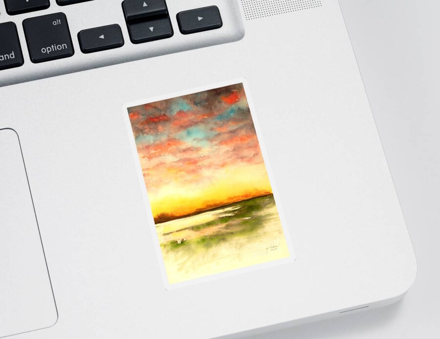 Sunset Sticker featuring the painting Sunset by Yoshiko Mishina