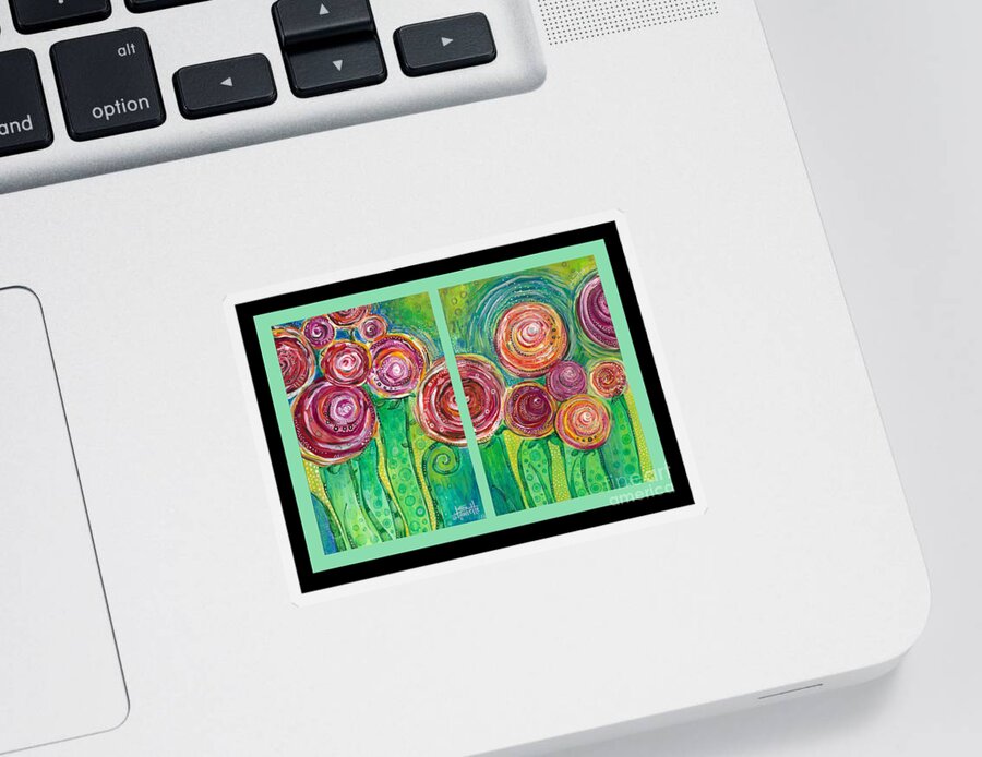 Floral Sticker featuring the painting Sunshine Lollipops and Rainbows by Tanielle Childers