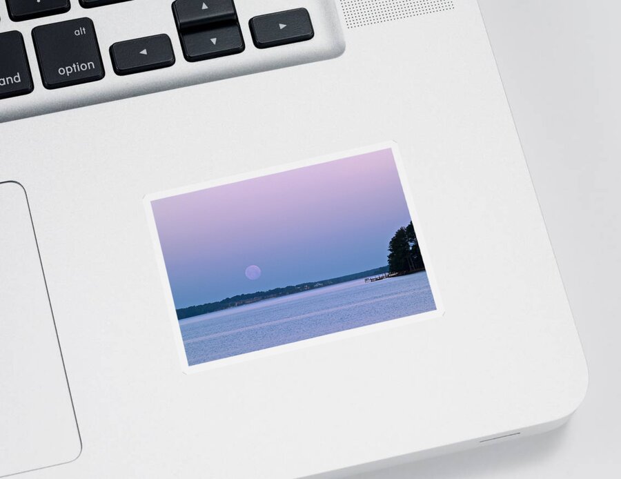 Moon Setting Sticker featuring the photograph Super Moon Setting-1 by Charles Hite