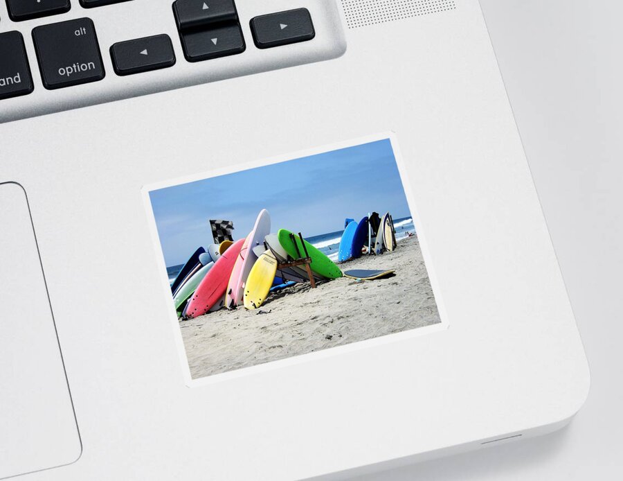 Beach Sticker featuring the photograph Surf Boards by Steve Ondrus