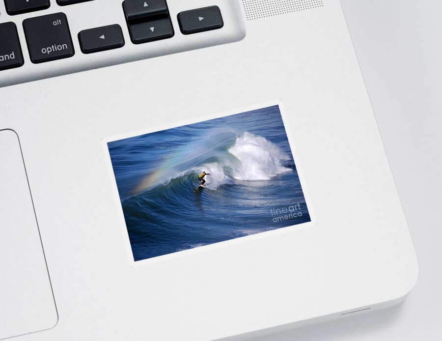 Rainbow Sticker featuring the photograph Surfing Under a Rainbow by Catherine Sherman