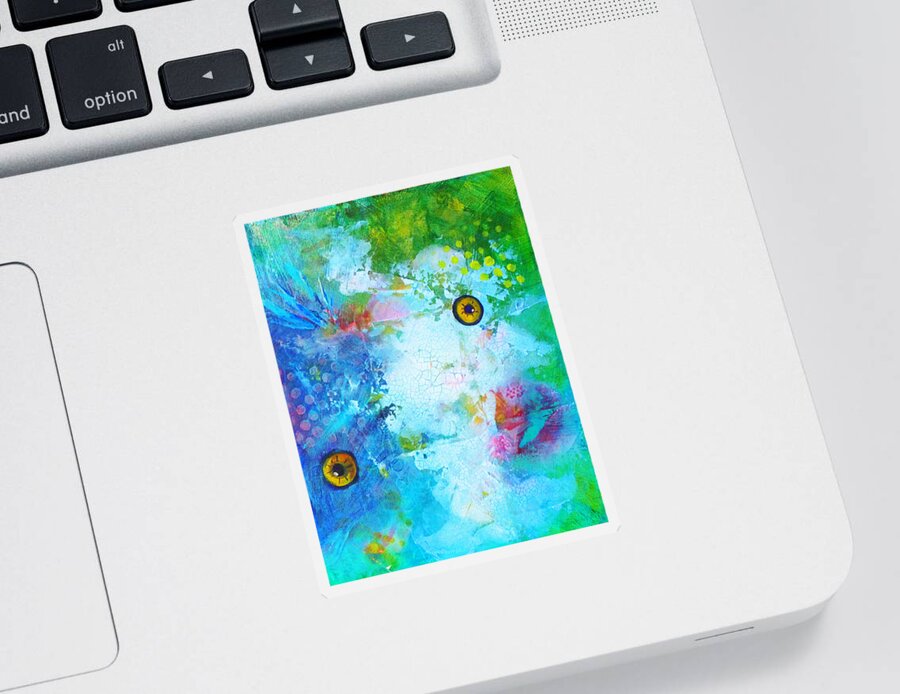 Funky Sticker featuring the painting Swimming by Nancy Merkle
