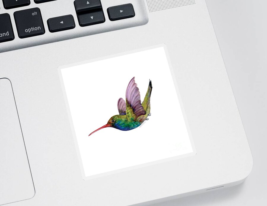 Bird Sticker featuring the painting Swooping Broad Billed Hummingbird by Amy Kirkpatrick