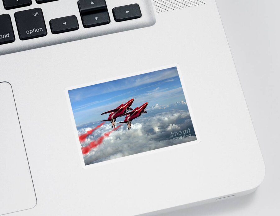 Red Arrows Sticker featuring the digital art Synchro Pair by Airpower Art