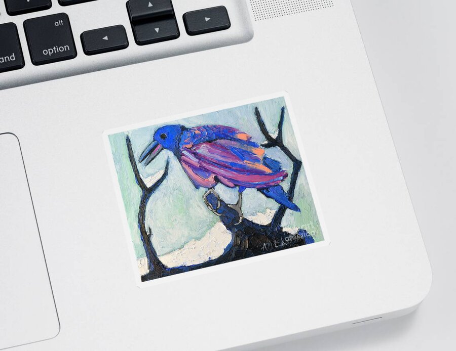 Crow Sticker featuring the painting Talkative Crow 2 by Ana Maria Edulescu