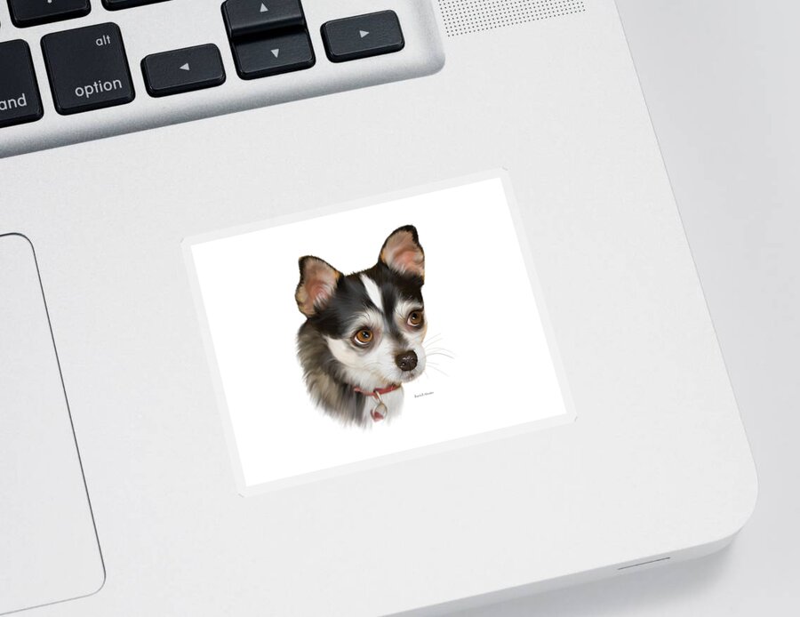 Dog Sticker featuring the painting Teacup Chihuahua by Angela Stanton