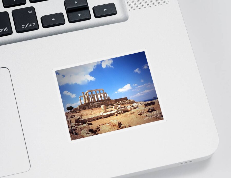 Temple Of Poseidon Sticker featuring the photograph Temple of Poseidon Vignette by Denise Railey