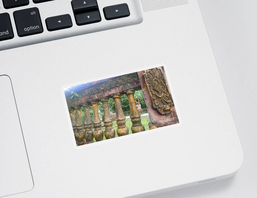  Sticker featuring the photograph Temple Stone Barricade by Nora Boghossian