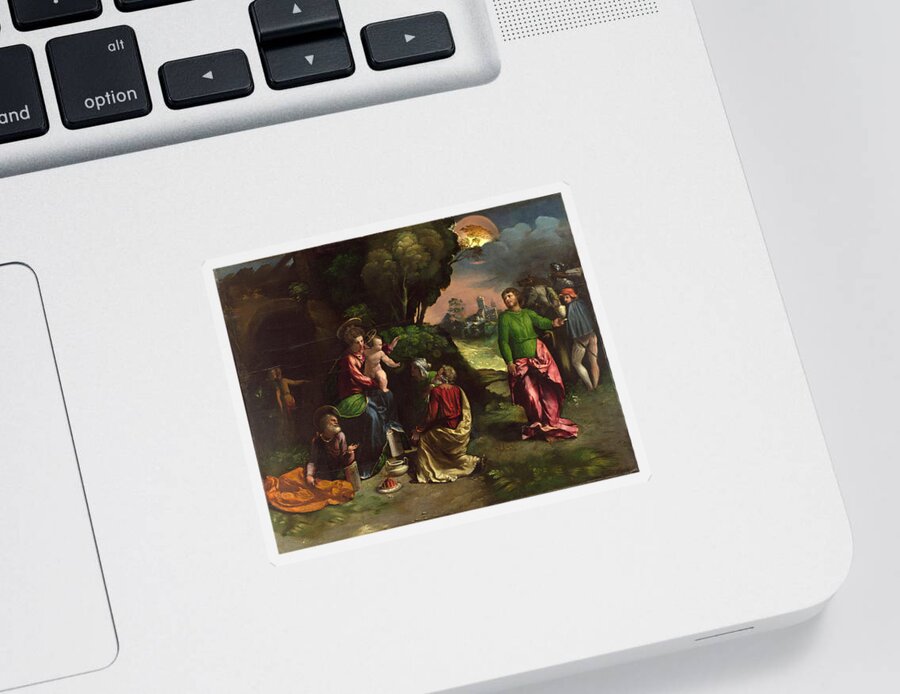 Dosso Dossi Sticker featuring the painting The Adoration of the Kings by Dosso Dossi