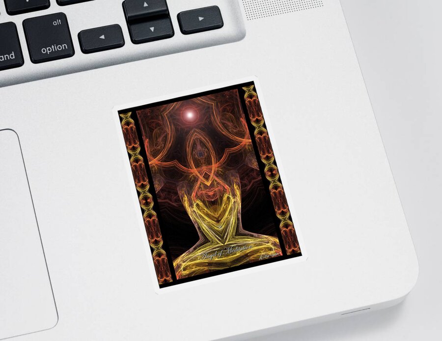 Angel Sticker featuring the digital art The Angel of Meditation by Diana Haronis