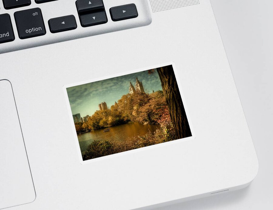 Boating Lake Sticker featuring the photograph The Boating Lake In Fall by Chris Lord
