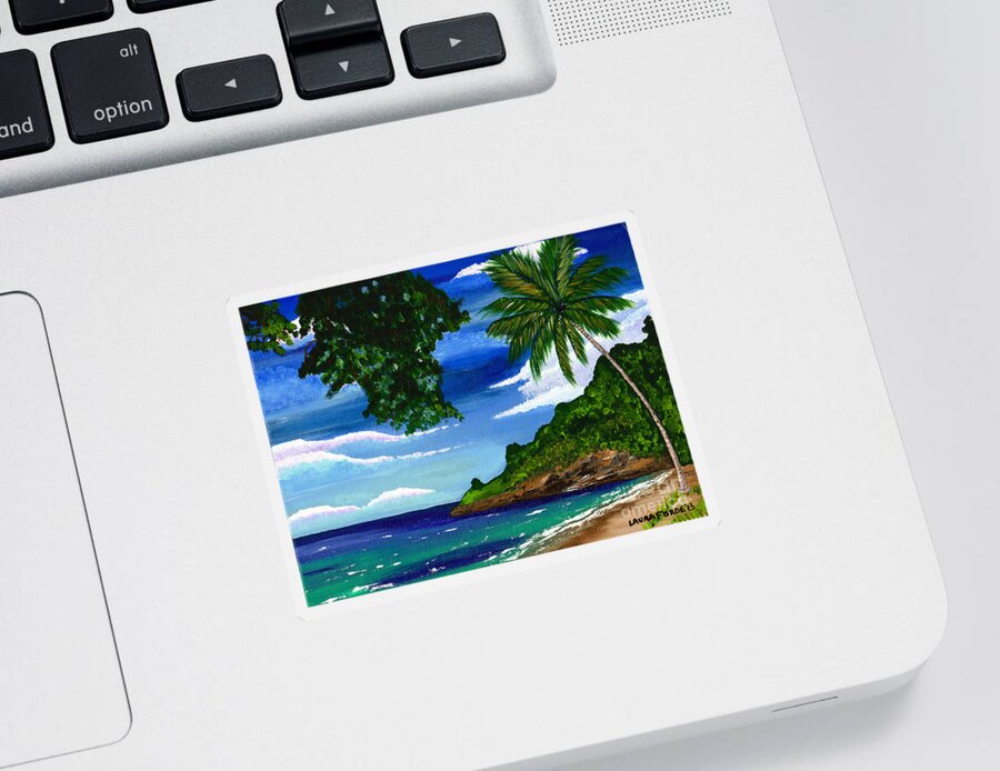 Landscape Sticker featuring the painting The Coconut Tree by Laura Forde