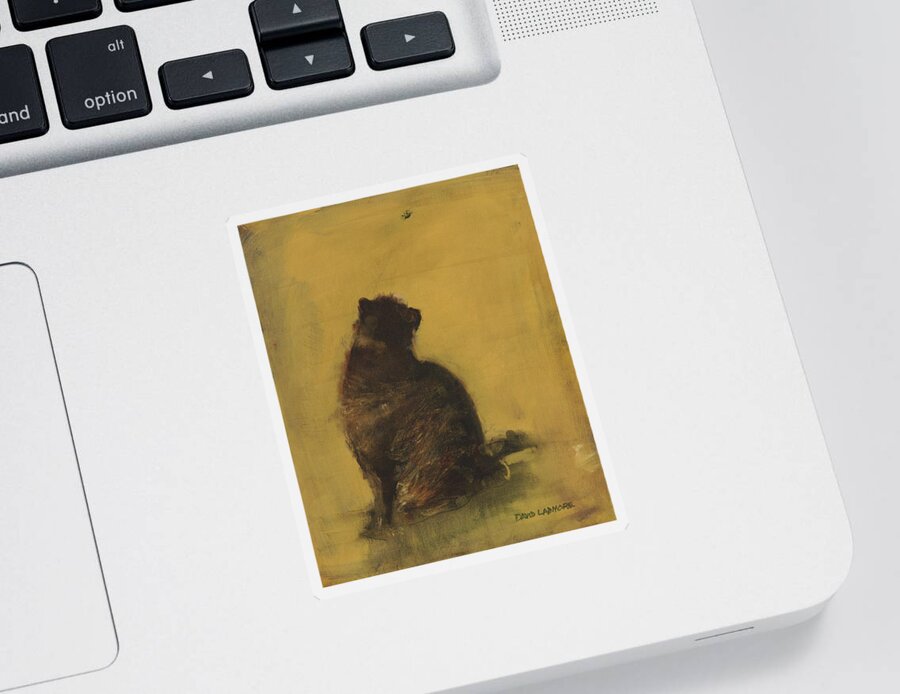 Cat Sticker featuring the painting The Entomologist by David Ladmore