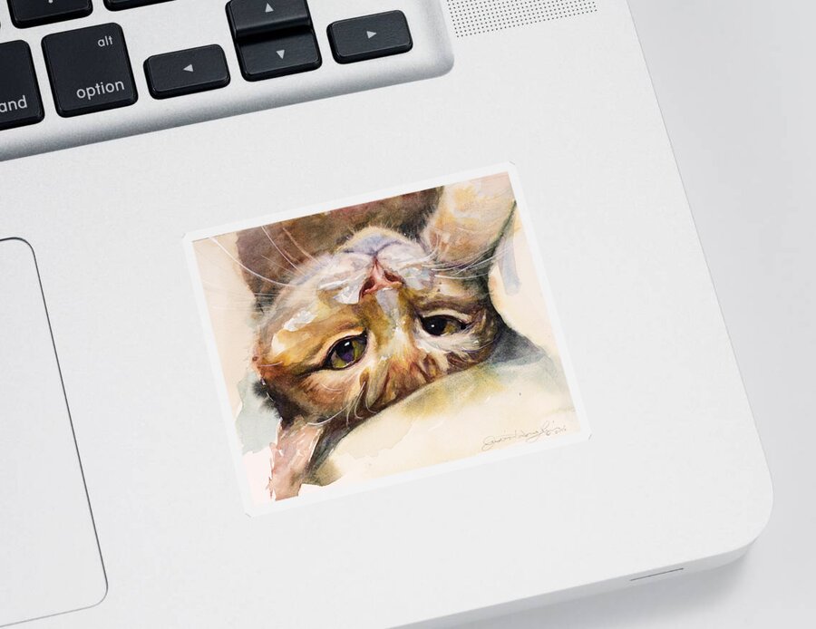 Cat Sticker featuring the painting The Flirt by Judith Levins