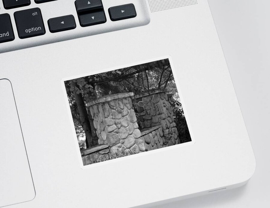 Black And White Sticker featuring the photograph The Garden Wall by Kirt Tisdale