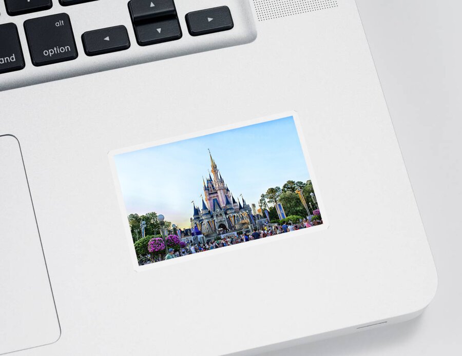 Magic Kingdom Sticker featuring the photograph The Magic Kingdom Castle On A Beautiful Summer Day Horizontal by Thomas Woolworth