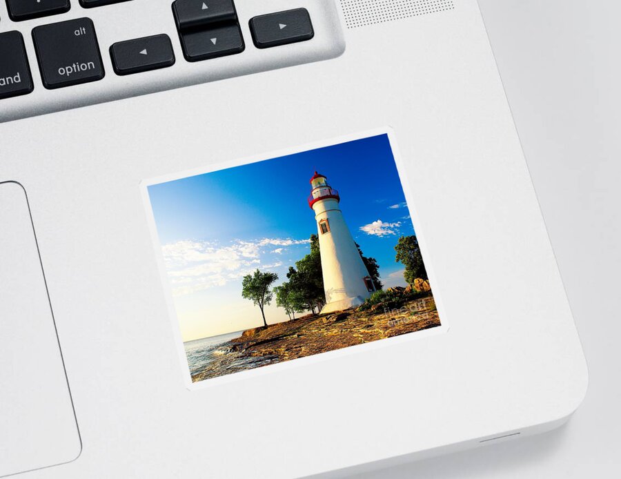 Lighthouse Sticker featuring the photograph The Marblehead Light by Nick Zelinsky Jr