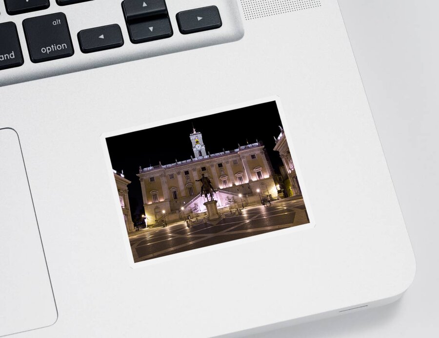 Rome Sticker featuring the photograph The Piazza del Campidoglio at night by Weston Westmoreland
